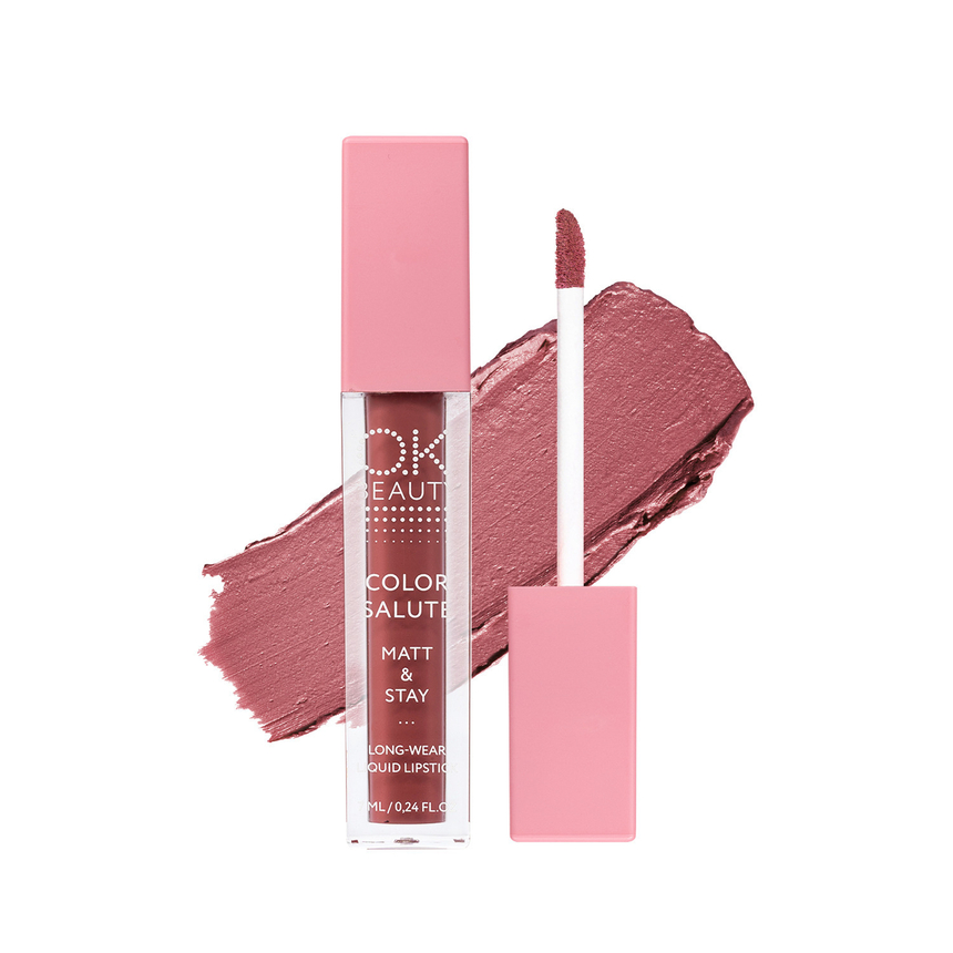 Матовая стойкая жидкая губная помада OK BEAUTY COLOR SALUTE MATT & STAY в оттенке POINT