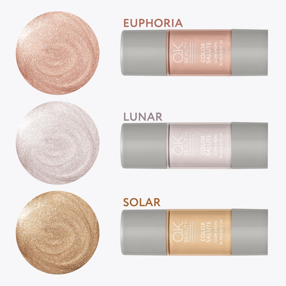 Жидкий хайлайтер для лица и тела OK BEAUTY COLOR SALUTE GLOW DROPS