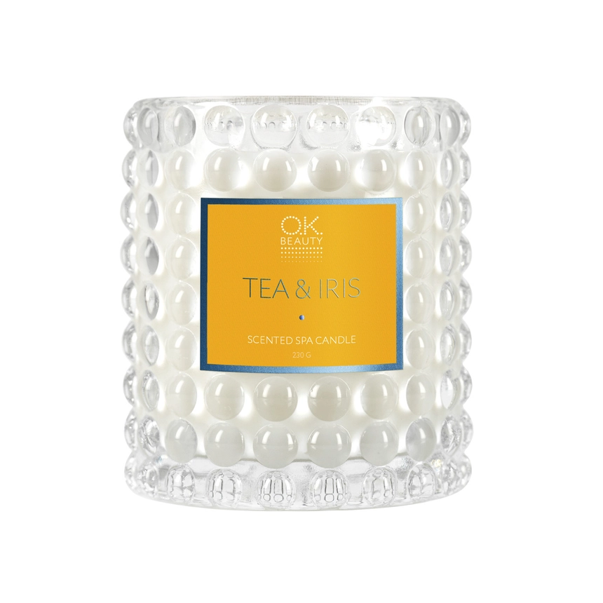 Ароматическая СПА свеча OK BEAUTY SCENTED SPA CANDLE TEA & IRIS