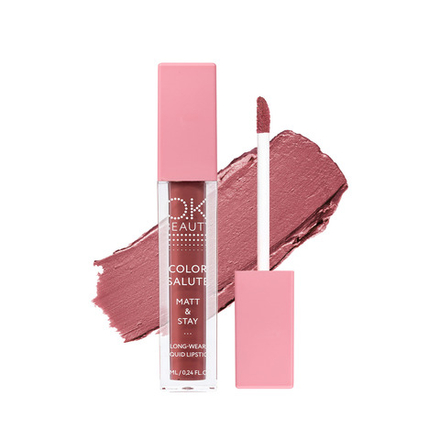 Матовая стойкая жидкая губная помада OK BEAUTY COLOR SALUTE MATT & STAY в оттенке POINT