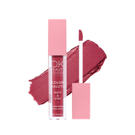 Матовая стойкая жидкая губная помада OK BEAUTY COLOR SALUTE MATT & STAY в оттенке FEVER