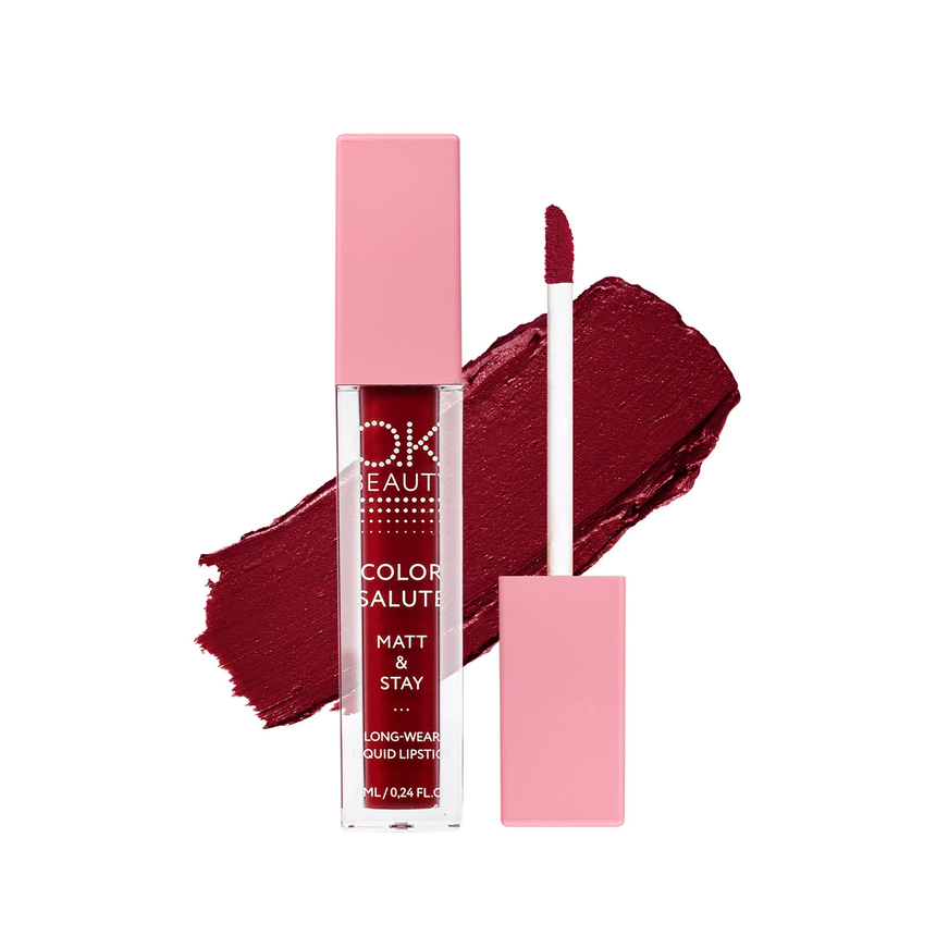 Матовая стойкая жидкая губная помада OK BEAUTY COLOR SALUTE MATT & STAY в оттенке DITA