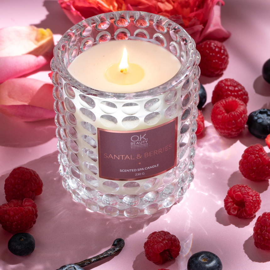 Ароматическая СПА свеча OK BEAUTY SCENTED SPA CANDLE SANTAL & BERRIES