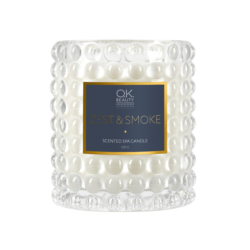 Ароматическая СПА свеча OK BEAUTY SCENTED SPA CANDLE ZEST & SMOKE