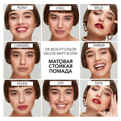 Матовая стойкая жидкая губная помада OK BEAUTY COLOR SALUTE MATT & STAY в оттенке CHILL