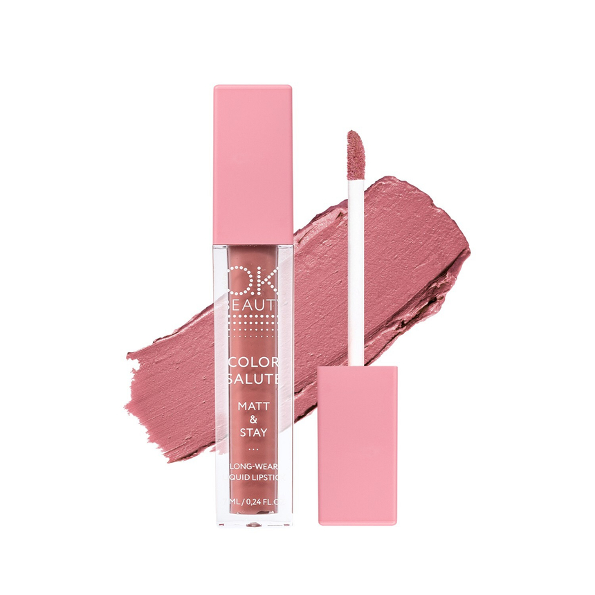 Матовая стойкая жидкая губная помада OK BEAUTY COLOR SALUTE MATT & STAY в оттенке JOY