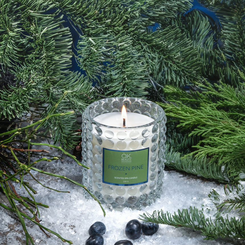 Ароматическая СПА свеча OK BEAUTY SCENTED SPA CANDLE FROZEN PINE