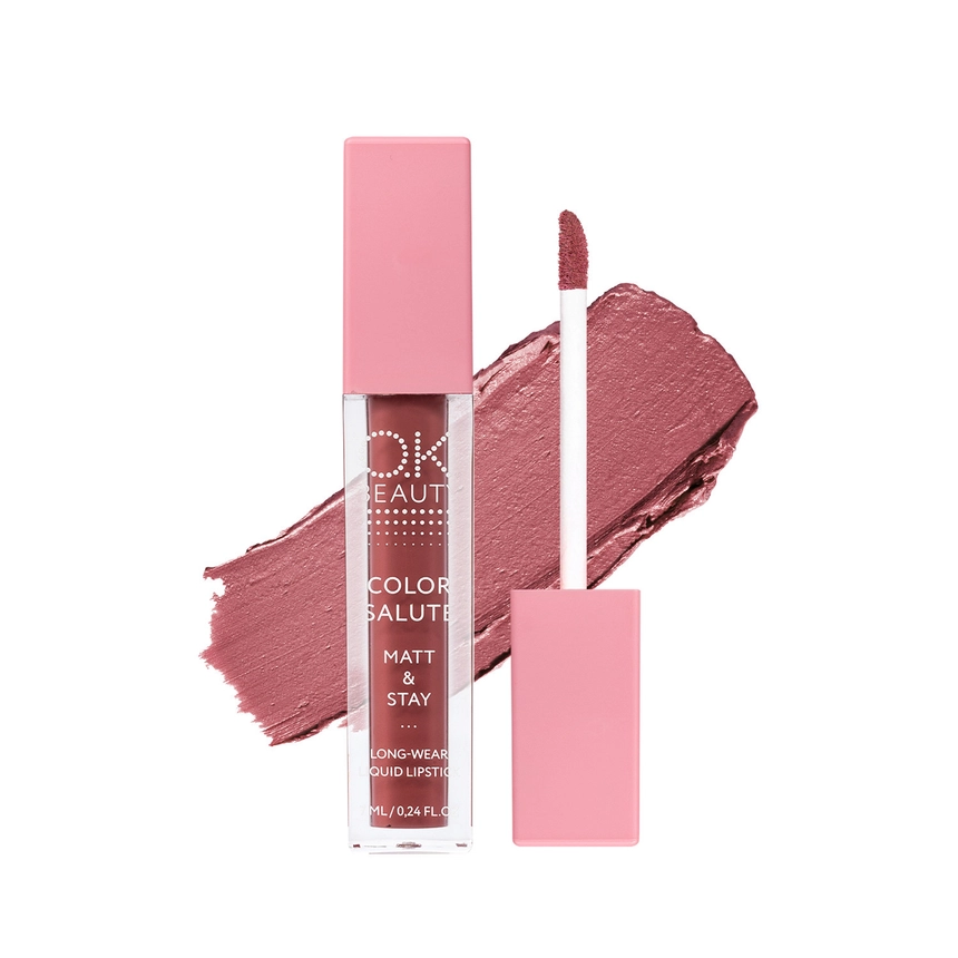 Матовая стойкая жидкая губная помада OK BEAUTY COLOR SALUTE MATT & STAY в оттенке POINT