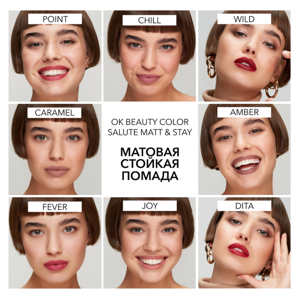 Матовая стойкая жидкая губная помада OK BEAUTY COLOR SALUTE MATT & STAY в оттенке CHILL